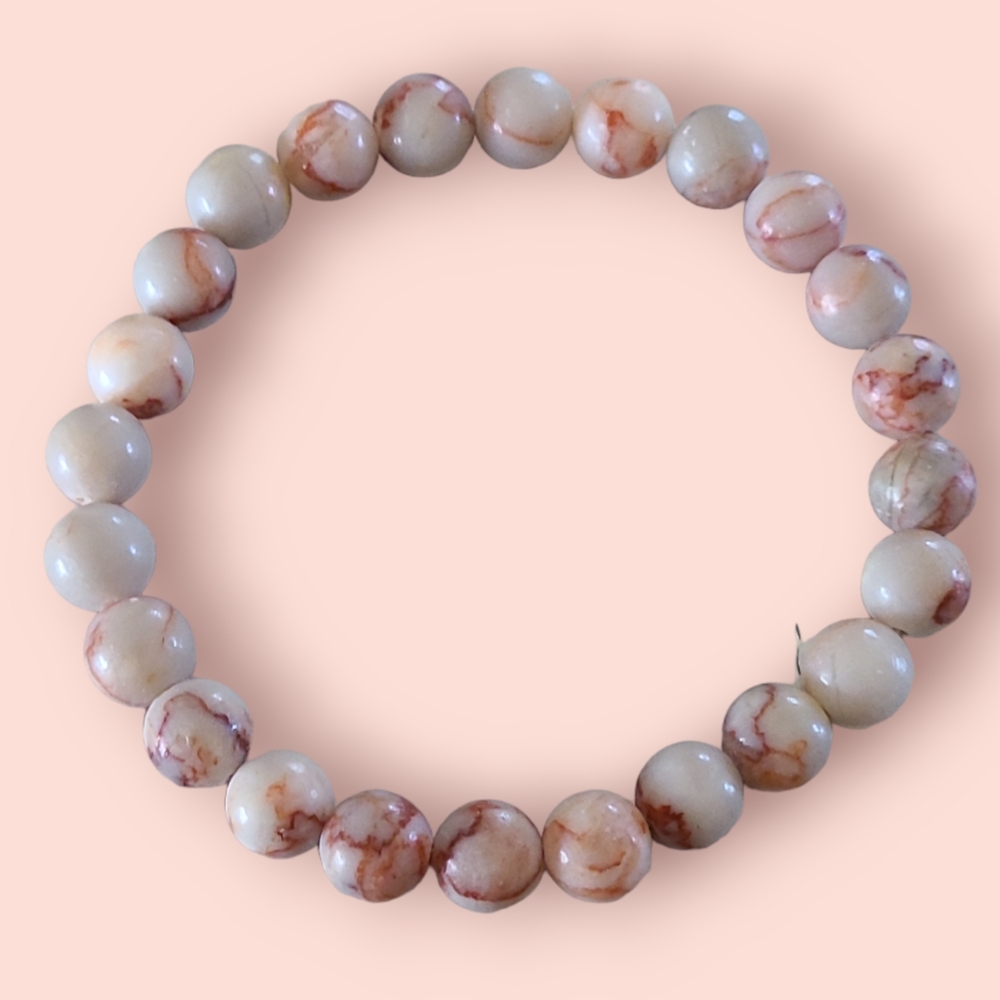 Red Picasso Gemstone Bracelet Red/White